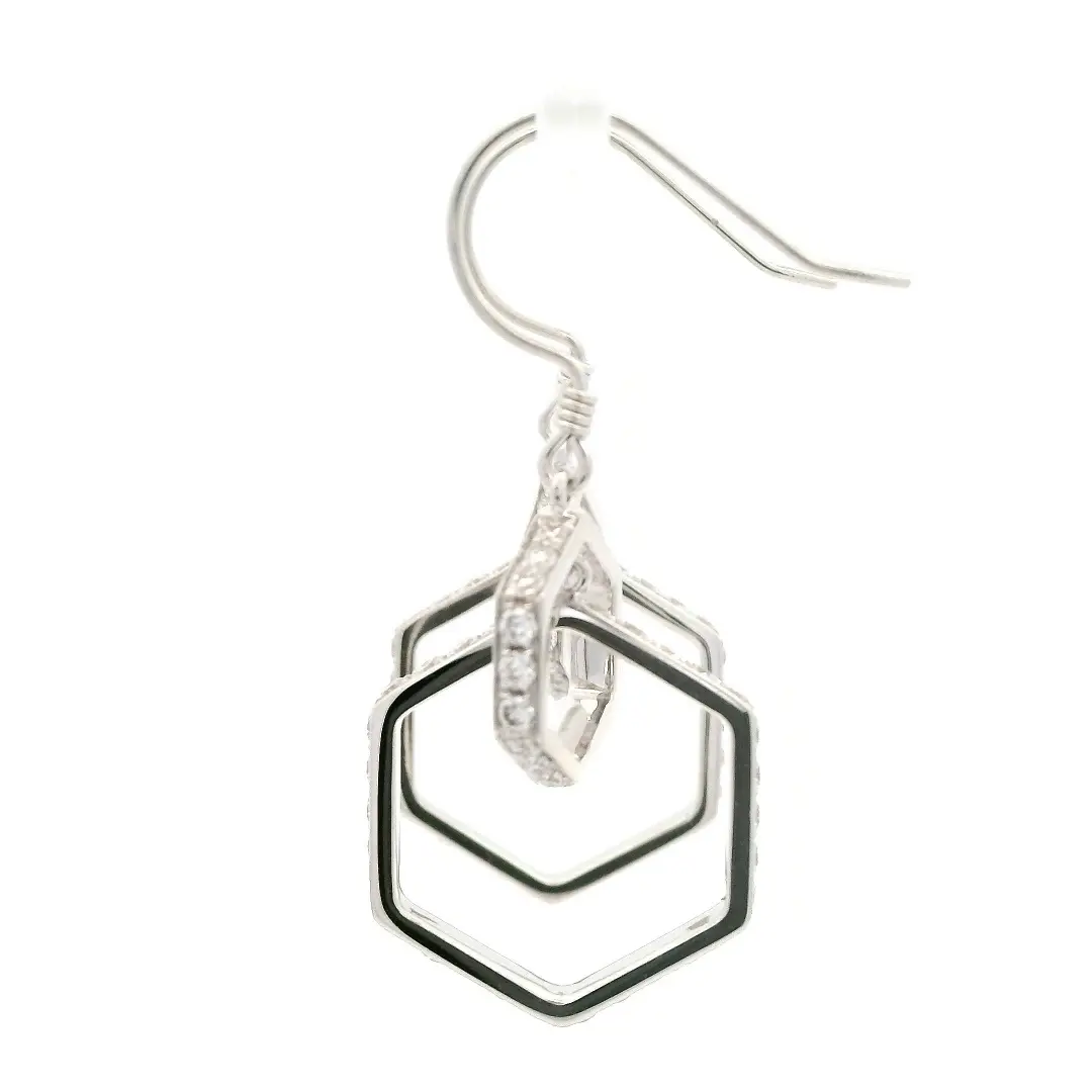 14k Gold Lab Grown Diamond Hexagon Interlocking Drop Earrings Geometric Dangle Earrings for Women 14k Gold Lab Grown Diamond Hexagon Interlocking Drop Earrings Geometric Dangle Earrings for Women