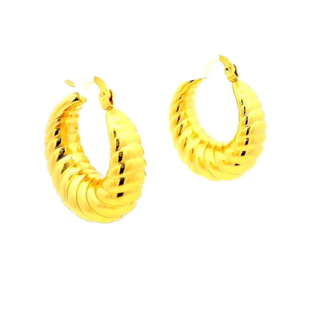 Bold Gold Plated Stainless Steel Sculptural Hoop Earrings Bold Gold Plated Stainless Steel Sculptural Hoop Earrings