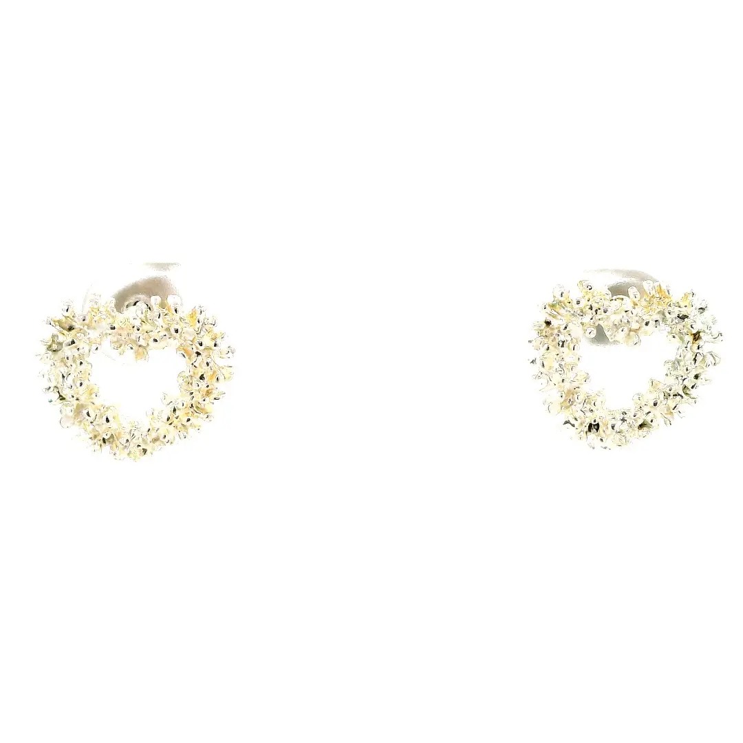 Fashion Textured Open Heart Stud Earrings Gold Plated Stainless Steel For Daily Wear