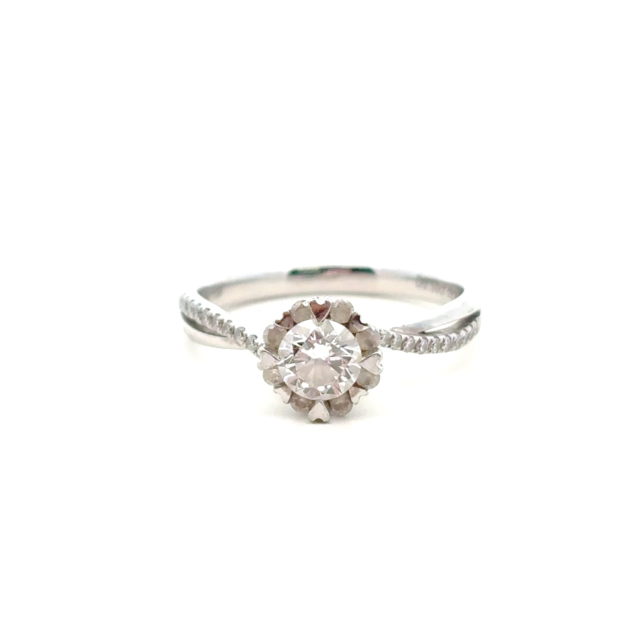 FirstMadam 14K White Gold 0.5CT Lab Diamond Round Cut Engagement Ring