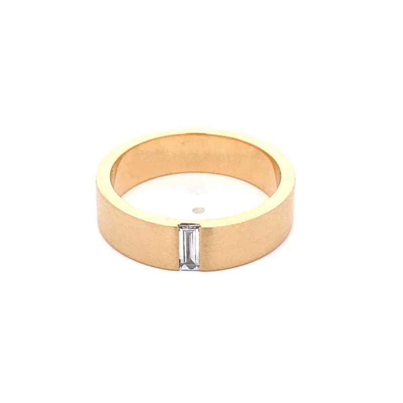 FirstMadam 14K Yellow Gold with Baguette Cut Lab Diamond Men Band Ring