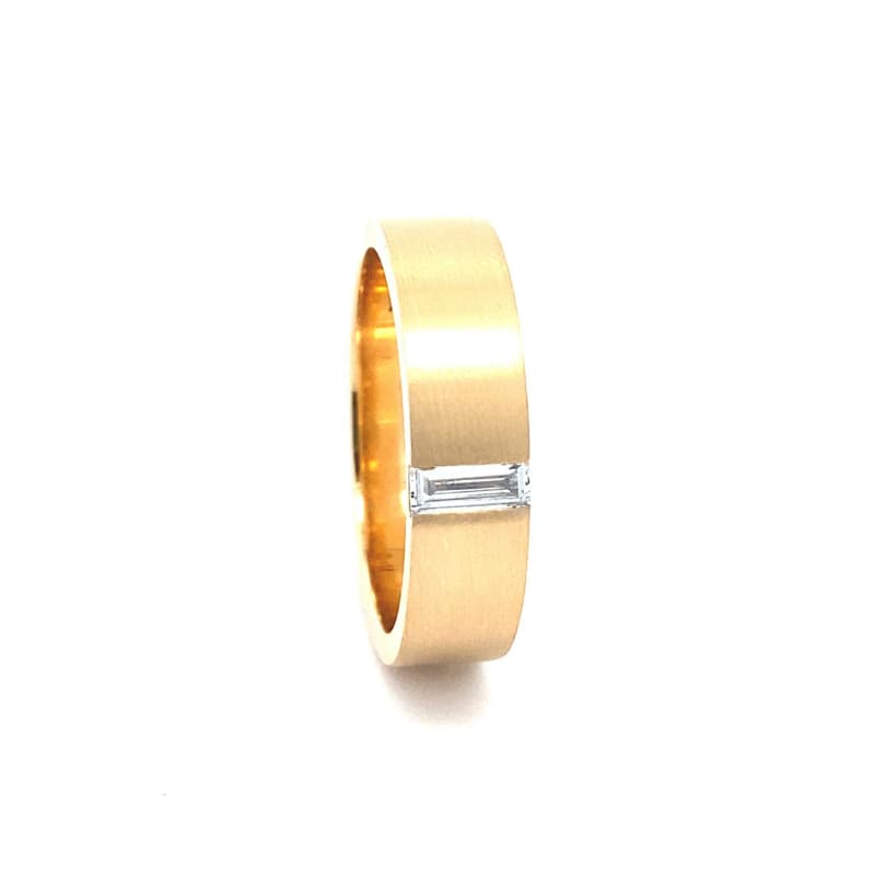 FirstMadam 14K Yellow Gold with Baguette Cut Lab Diamond Men Band Ring--005 FirstMadam 14K Yellow Gold with Baguette Cut Lab Diamond Men Band Ring