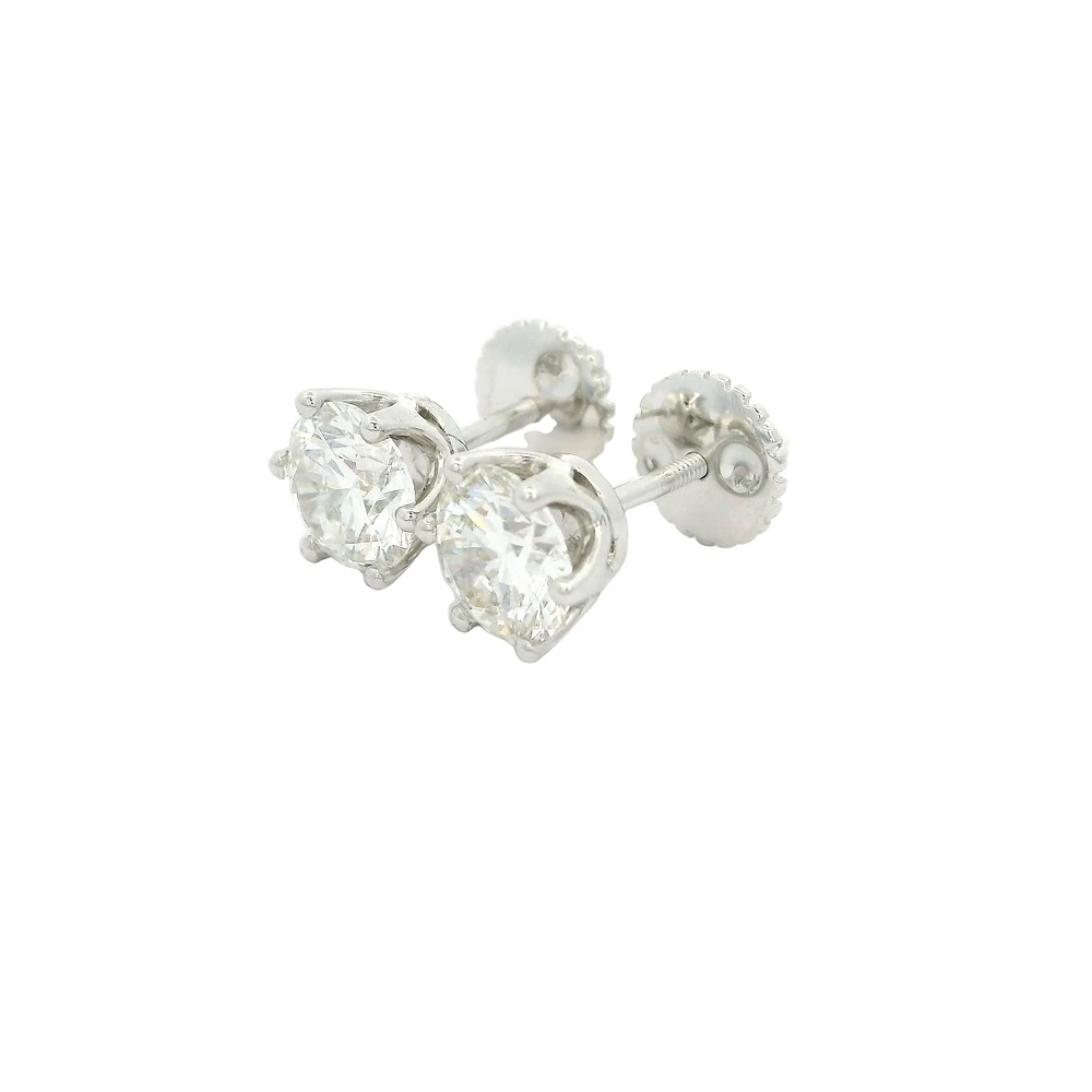 FirstMadam 18K White Gold 1ct Lab Diamonds Ear Stud Earrings Daily Jewelry (2) FirstMadam 18K White Gold 1ct Lab Diamonds Ear Stud Earrings Daily Jewelry