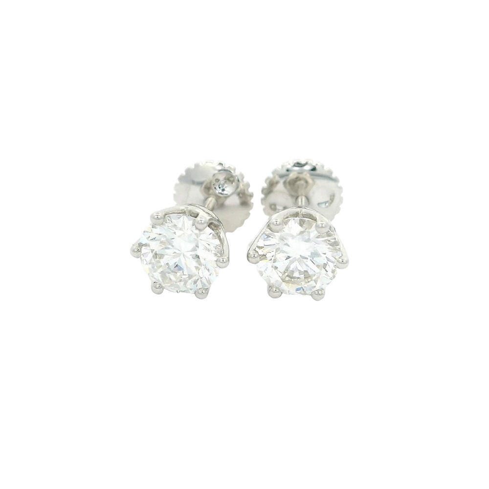 FirstMadam 18K White Gold 1ct Lab Diamonds Ear Stud Earrings Daily Jewelry