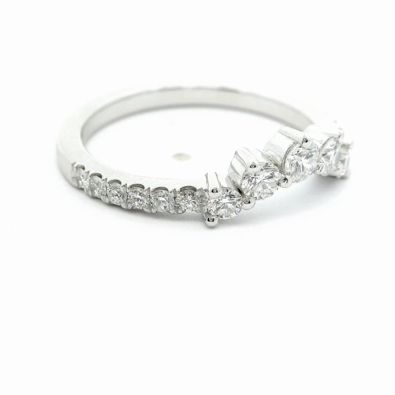 FirstMadam 18K White Gold Crescent Nested Lab Diamond Women Stack Ring--002 FirstMadam 18K White Gold Crescent Nested Lab Diamond Women Stack Ring