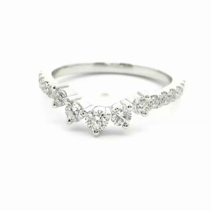 FirstMadam 18K White Gold Crescent Nested Lab Diamond Women Stack Ring--003 FirstMadam 18K White Gold Crescent Nested Lab Diamond Women Stack Ring