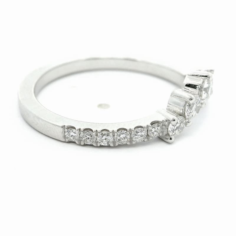 FirstMadam 18K White Gold Crescent Nested Lab Diamond Women Stack Ring--005 FirstMadam 18K White Gold Crescent Nested Lab Diamond Women Stack Ring