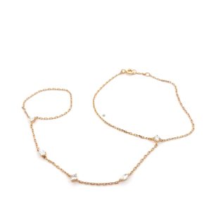 FirstMadam 18K Yellow Gold Mixed Fancy Lab Diamonds Hand Chain