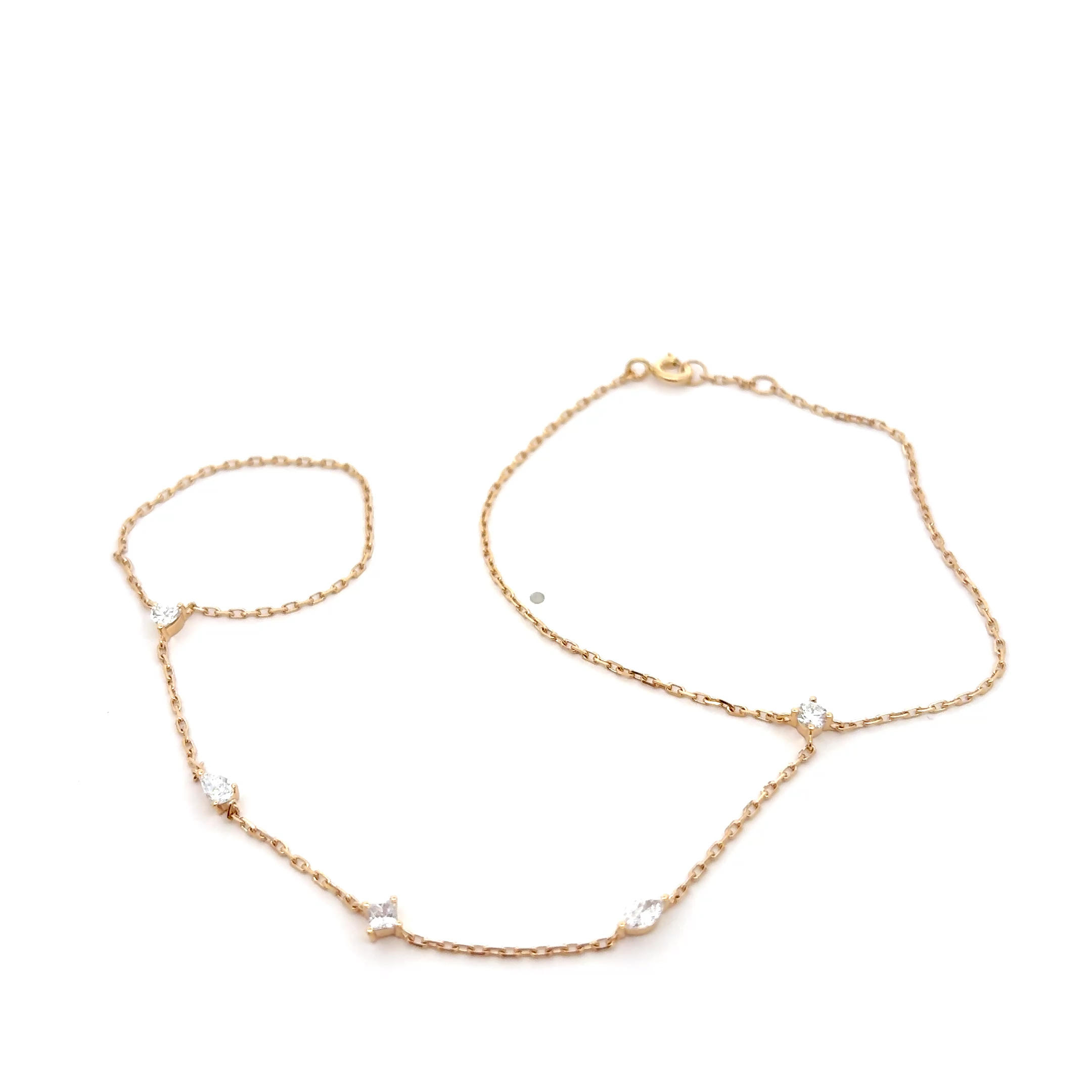 FirstMadam 18K Yellow Gold Mixed Fancy Lab Diamonds Hand Chain