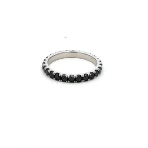 FirstMadam Custom 18K White Gold 2CT Black Nature Diamond Eternity Ring Wedding Band Factory Price