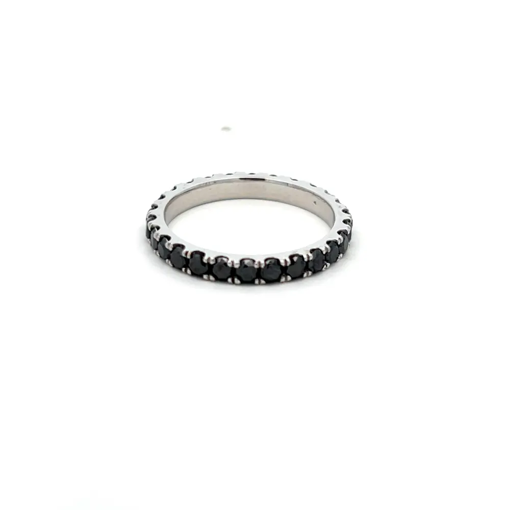 FirstMadam Custom 18K White Gold 2CT Black Nature Diamond Eternity Ring Wedding Band Factory Price