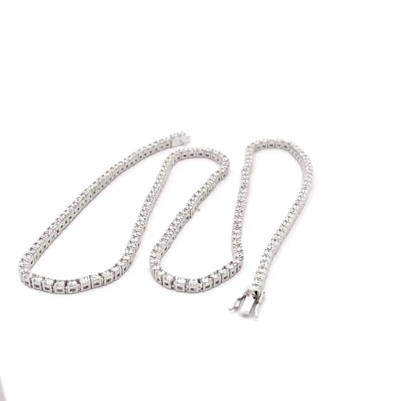 FirstMadam Customized Real 18k White Gold 4ct Lab Diamond Tennis Necklace1 FirstMadam Custom Real 18K White Gold 4ct Lab Diamond Classic Tennis Necklace