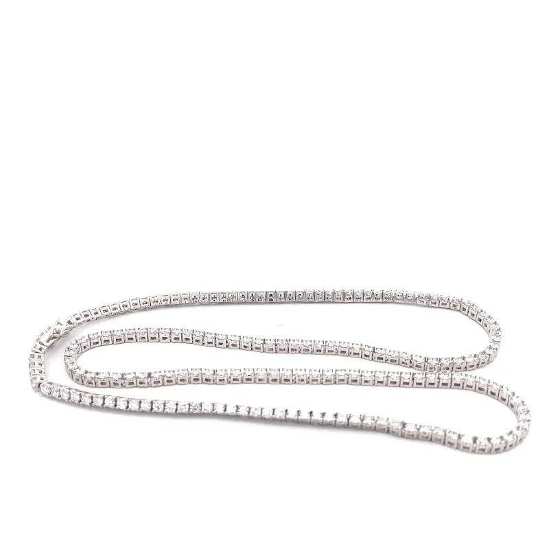 FirstMadam Customized Real 18k White Gold 4ct Lab Diamond Tennis Necklace2 FirstMadam Custom Real 18K White Gold 4ct Lab Diamond Classic Tennis Necklace