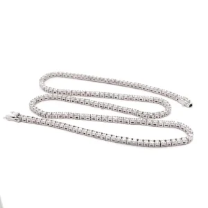 FirstMadam Custom Real 18K White Gold 4ct Lab Diamond Classic Tennis Necklace