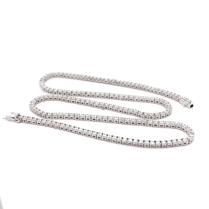 FirstMadam Custom Real 18K White Gold 4ct Lab Diamond Classic Tennis Necklace