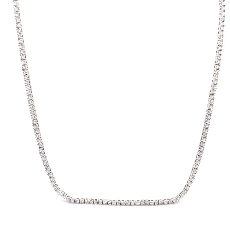 FirstMadam Customized Real 18k White Gold 4ct Lab Diamond Tennis Necklace5 FirstMadam Custom Real 18K White Gold 4ct Lab Diamond Classic Tennis Necklace