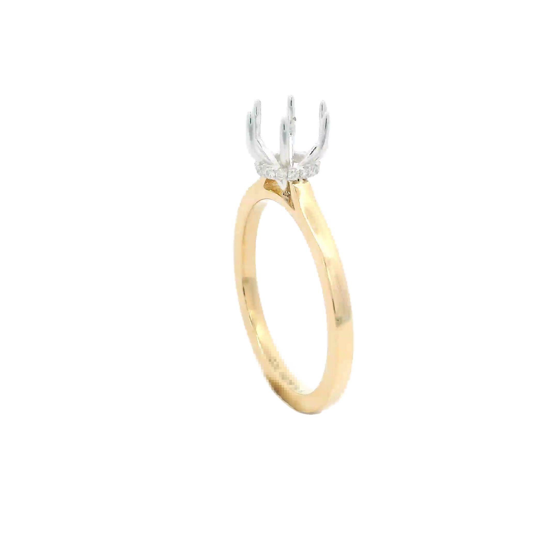 FirstMadam Fine Jewelry 18K Yellow Gold and White Gold Tone Engagement Ring Setting