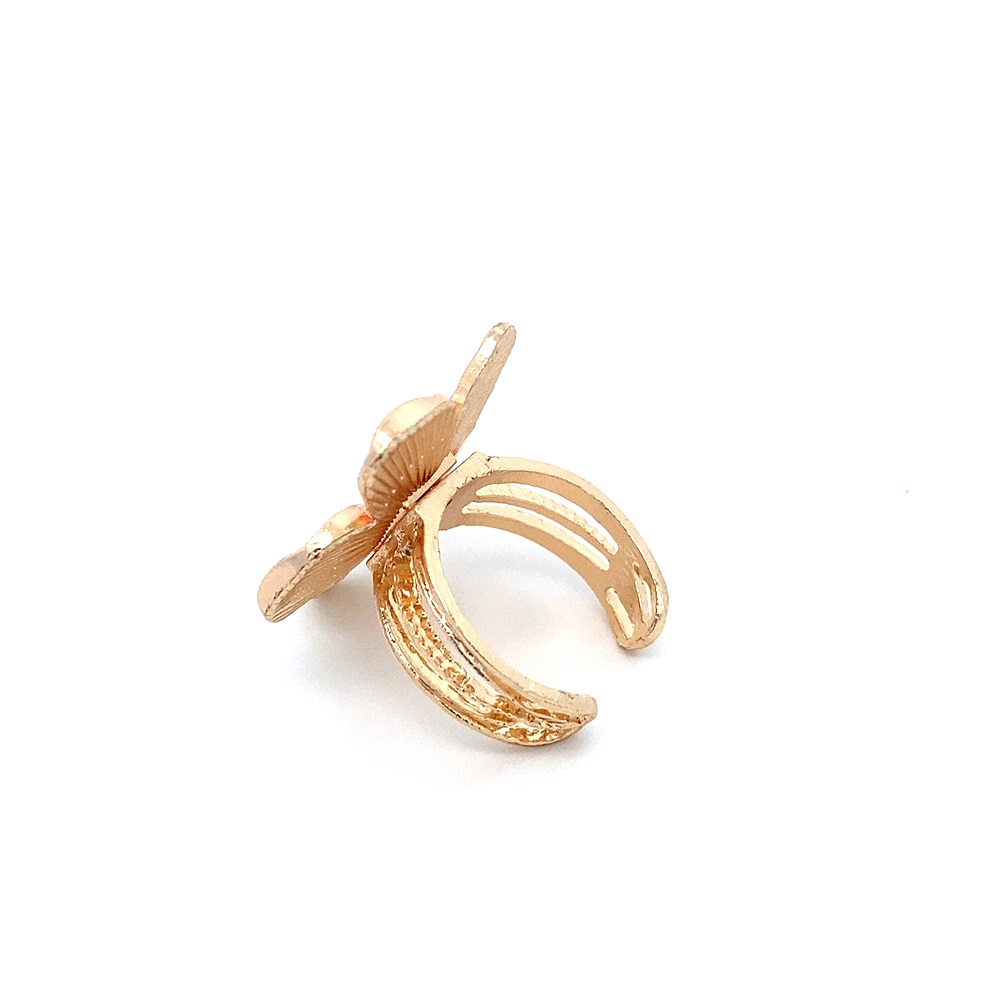 FirstMadam Vintage 18K Gold Flower Open Ring Textured Floral Ring for Women (2) FirstMadam Vintage 18K Gold Flower Open Ring Textured Floral Ring for Women