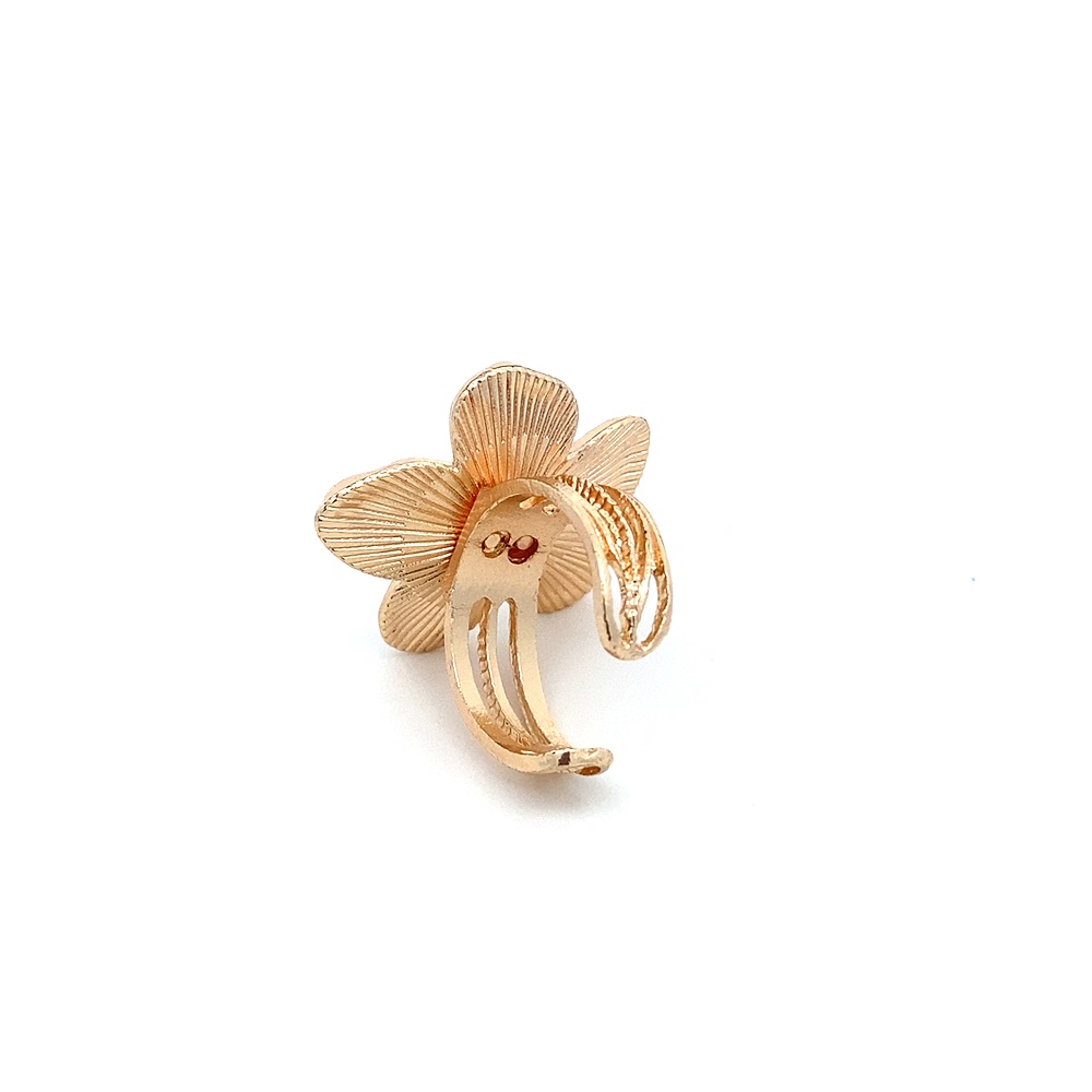 FirstMadam Vintage 18K Gold Flower Open Ring Textured Floral Ring for Women (4) FirstMadam Vintage 18K Gold Flower Open Ring Textured Floral Ring for Women