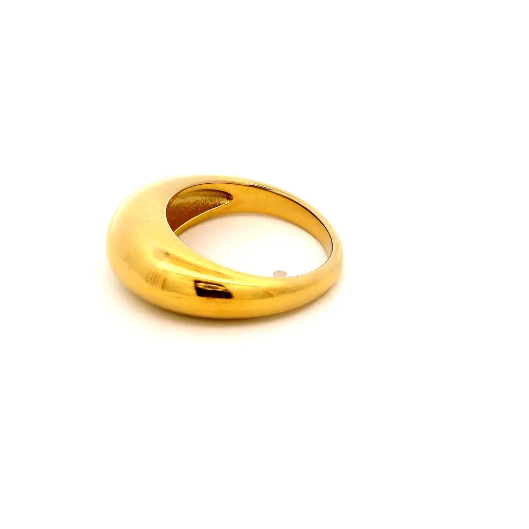 Minimalist Chunky Dome Ring Gold Plated Stainless Steel Smooth Polished Stacking Ring Minimalist Chunky Dome Ring Gold Plated Stainless Steel Smooth Polished Stacking Ring