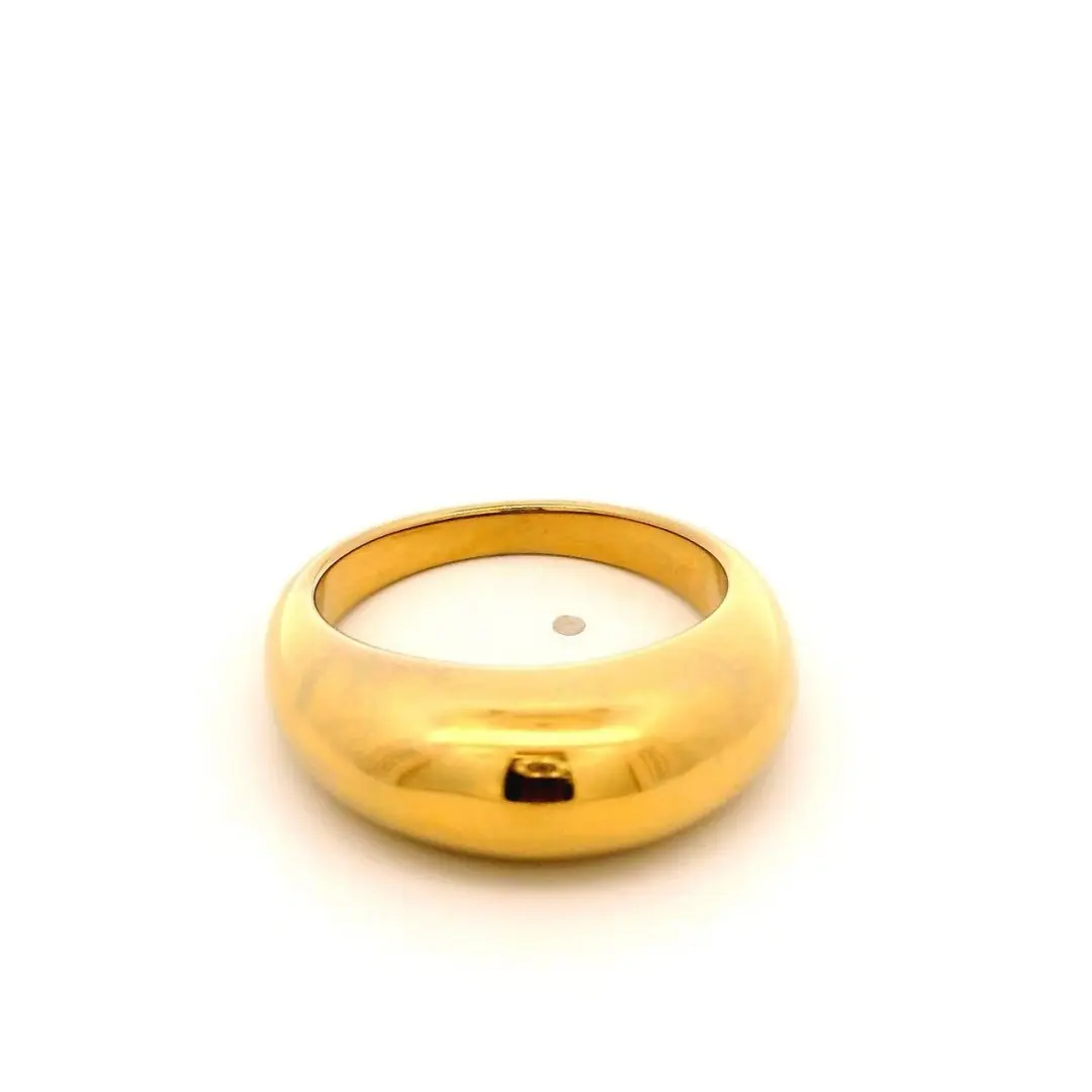 Smooth Polished Gold Plated Stainless Steel Dome Ring Simple Chunky Everyday Wear Ring Smooth Polished Gold Plated Stainless Steel Dome Ring Simple Chunky Everyday Wear Ring