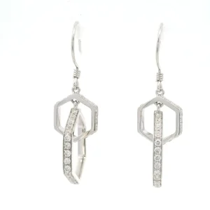 Wholesale Women Geometric Interlocking Hexagon Dangle Earrings 14k Gold Lab Grown Diamond Drop Earrings