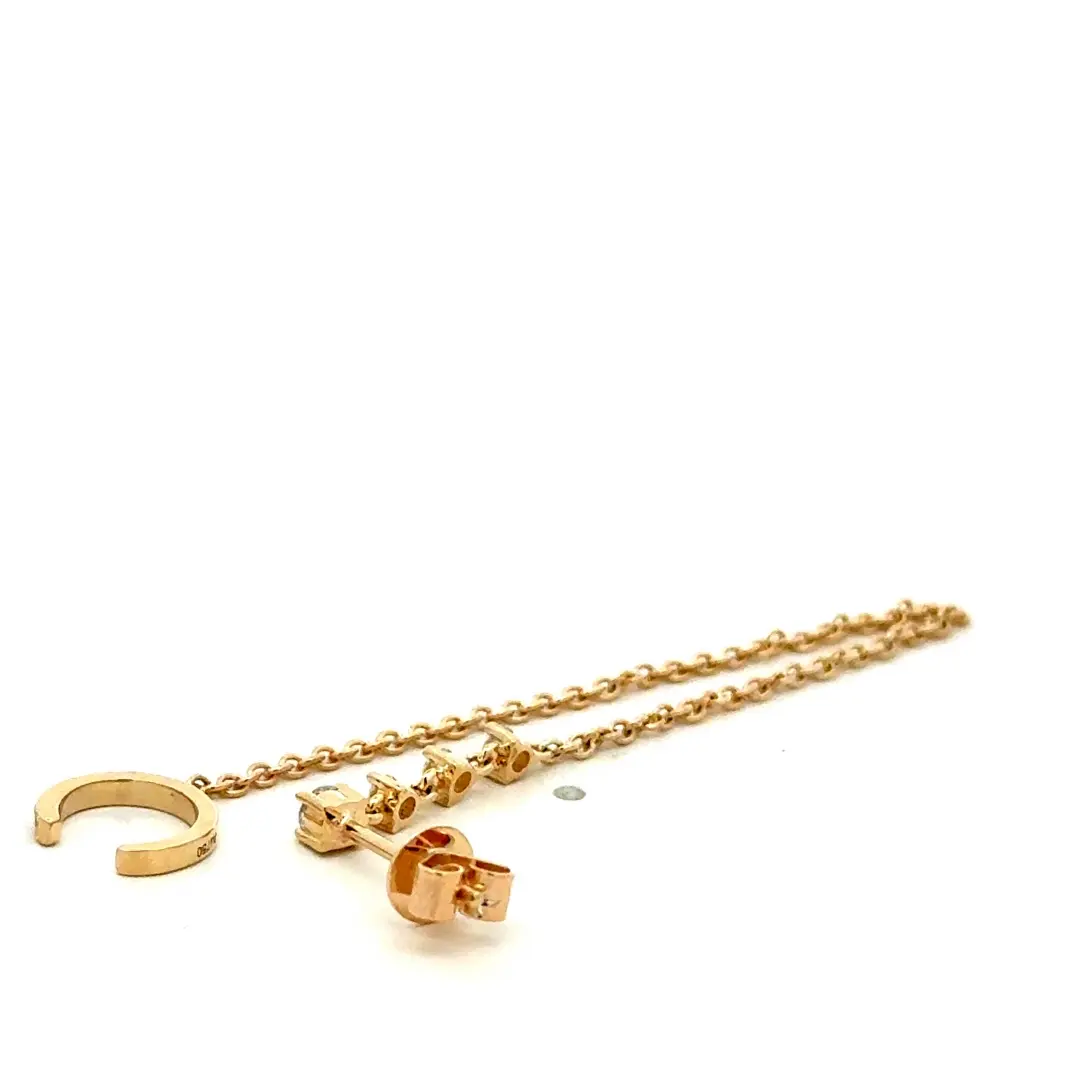 Dainty 9K Gold Lab Diamond Ear Cuff with Hanging Chain Dainty 9K Gold Lab Diamond Ear Cuff with Hanging Chain