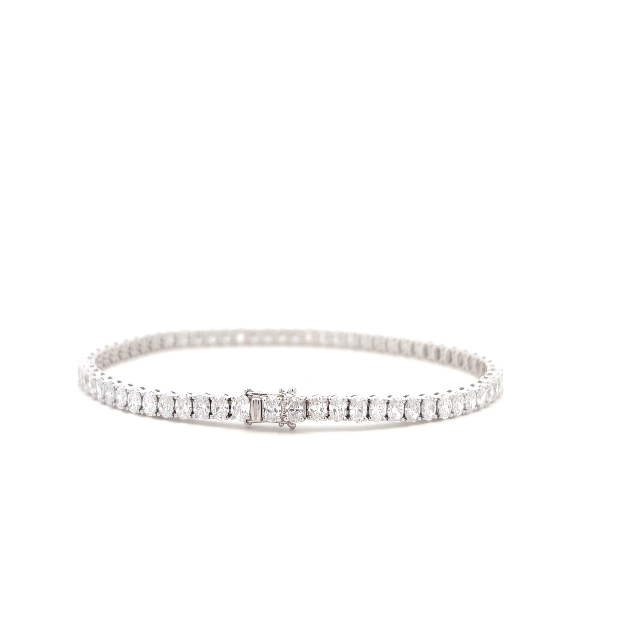 DiamondX 18K White Gold 6.5 CT Oval Cut Lab Diamond Tennis Bracelet (3) FirstMadam Custom Made 18K White Gold Oval Cut Lab Diamond Ring