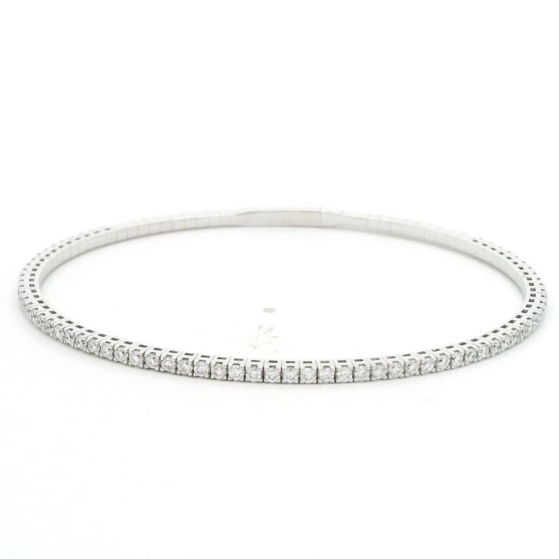 FirstMadam 14K White Gold Eternity Lab Diamond Women Thin Bangle Bracelet