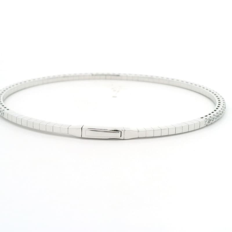 FirstMadam 14K White Gold Eternity Lab Diamond Women Thin Bangle Bracelet--004 FirstMadam 14K White Gold Eternity Lab Diamond Women Thin Bangle Bracelet