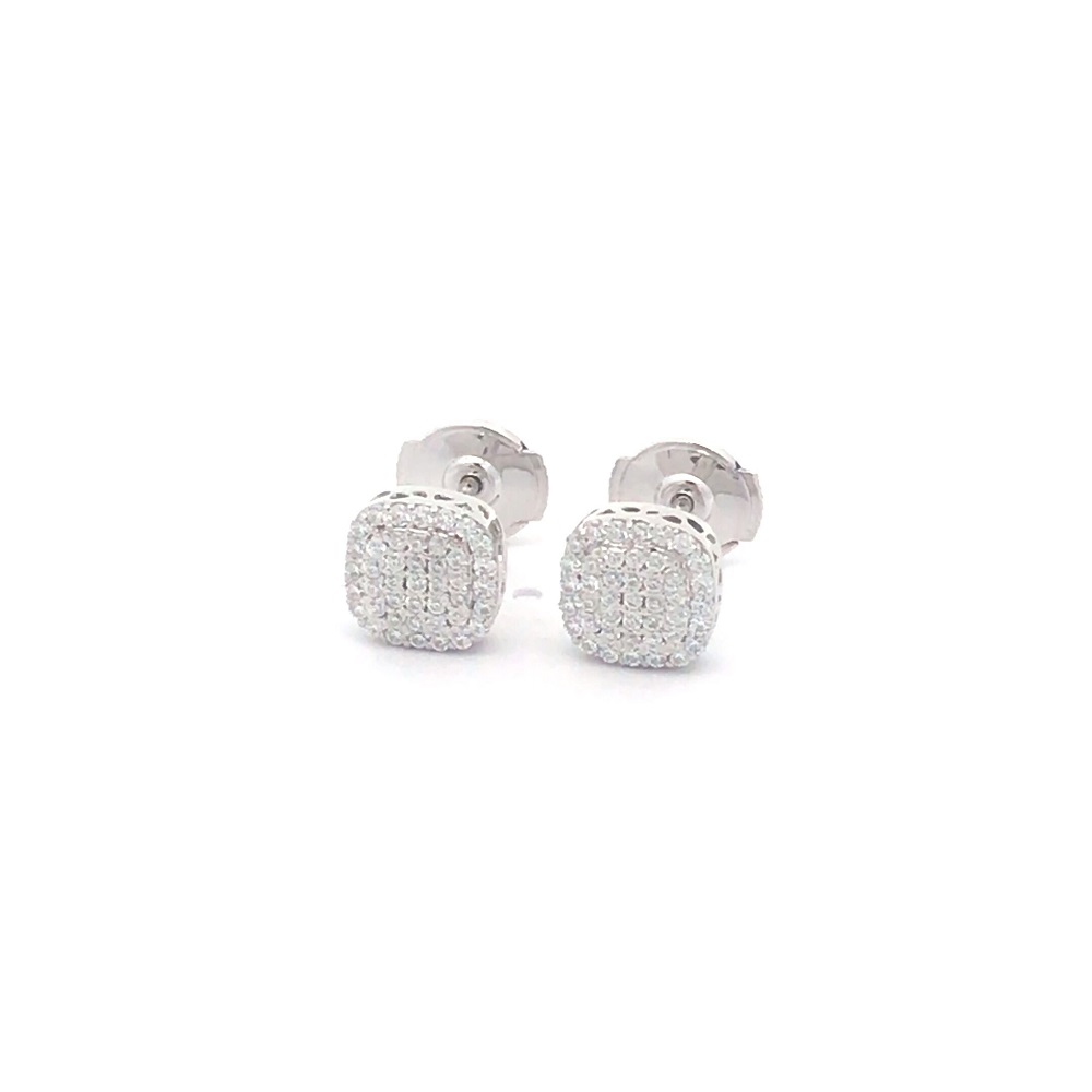 FirstMadam 14K White Gold Moissanites Ear Stud Square Earrings Bridal Fancy Dress Jewelry
