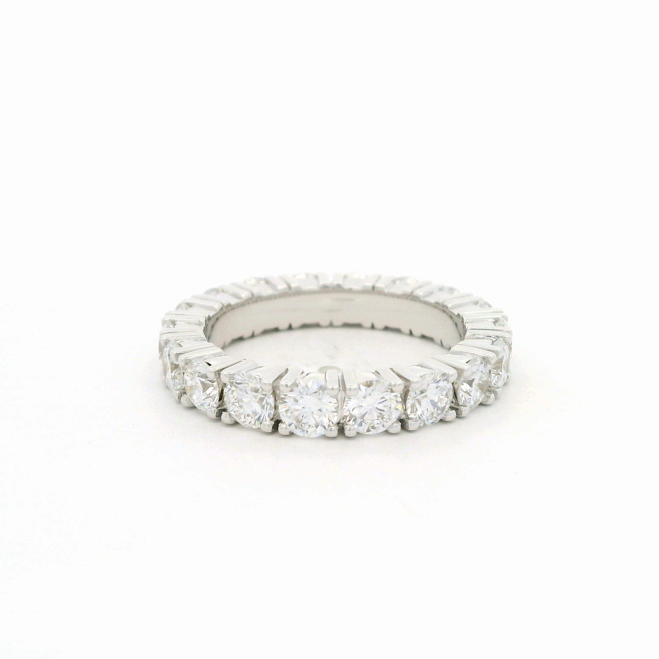 FirstMadam 18K White Gold Women Round Cut Lab Diamond Eternity Band Ring
