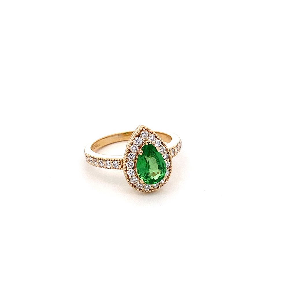 FirstMadam 18K Yellow Gold Natural Tsavorite Lab Diamonds Ring (2) FirstMadam 18K Yellow Gold Natural Tsavorite Lab Diamonds Ring
