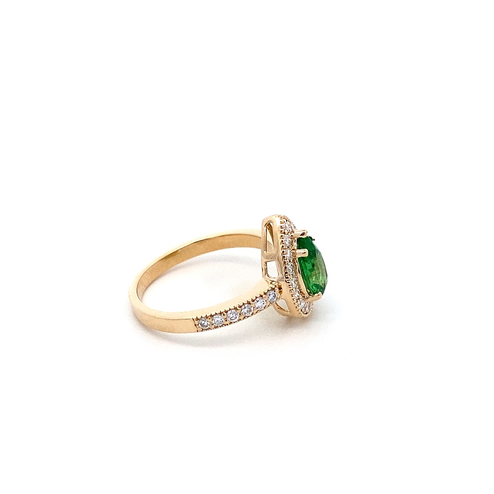 FirstMadam 18K Yellow Gold Natural Tsavorite Lab Diamonds Ring (3) FirstMadam 18K Yellow Gold Natural Tsavorite Lab Diamonds Ring
