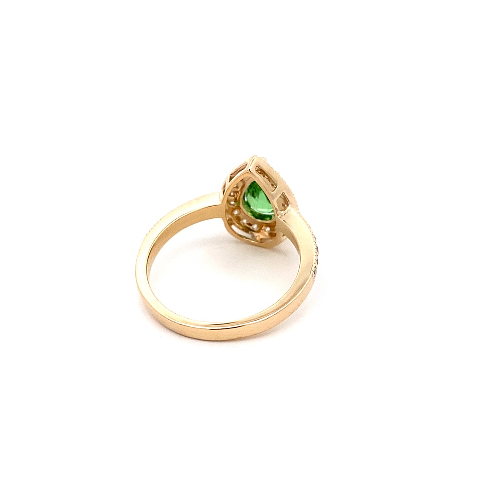 FirstMadam 18K Yellow Gold Natural Tsavorite Lab Diamonds Ring (4) FirstMadam 18K Yellow Gold Natural Tsavorite Lab Diamonds Ring