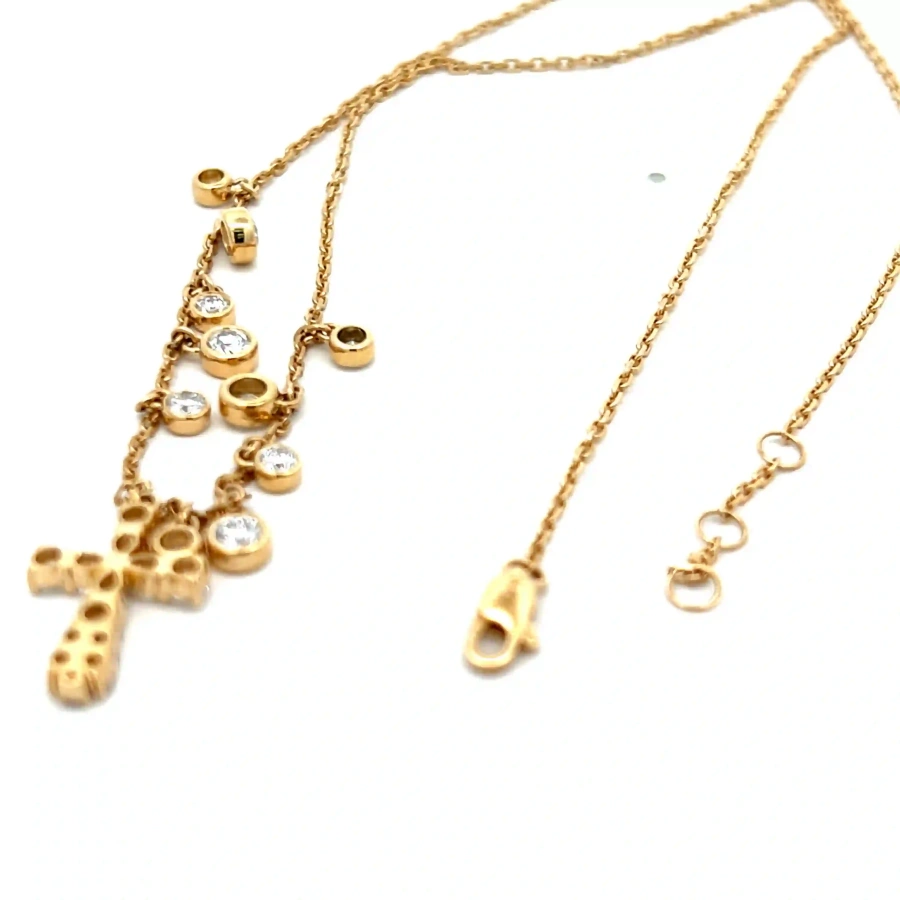 FirstMadam Custom 18K Yellow Gold Cross Lab Diamond Pendent Bubble Chain Necklace Factory Price (3) FirstMadam Custom 18K Yellow Gold Cross Lab Diamond Pendent Bubble Chain Necklace Factory Price