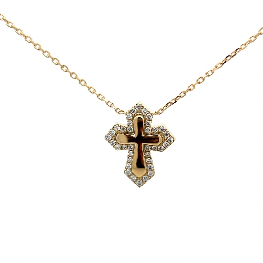 FirstMadam Custom 9K Yellow Gold Cross Lab Diamond Pendent Necklace Factory Price