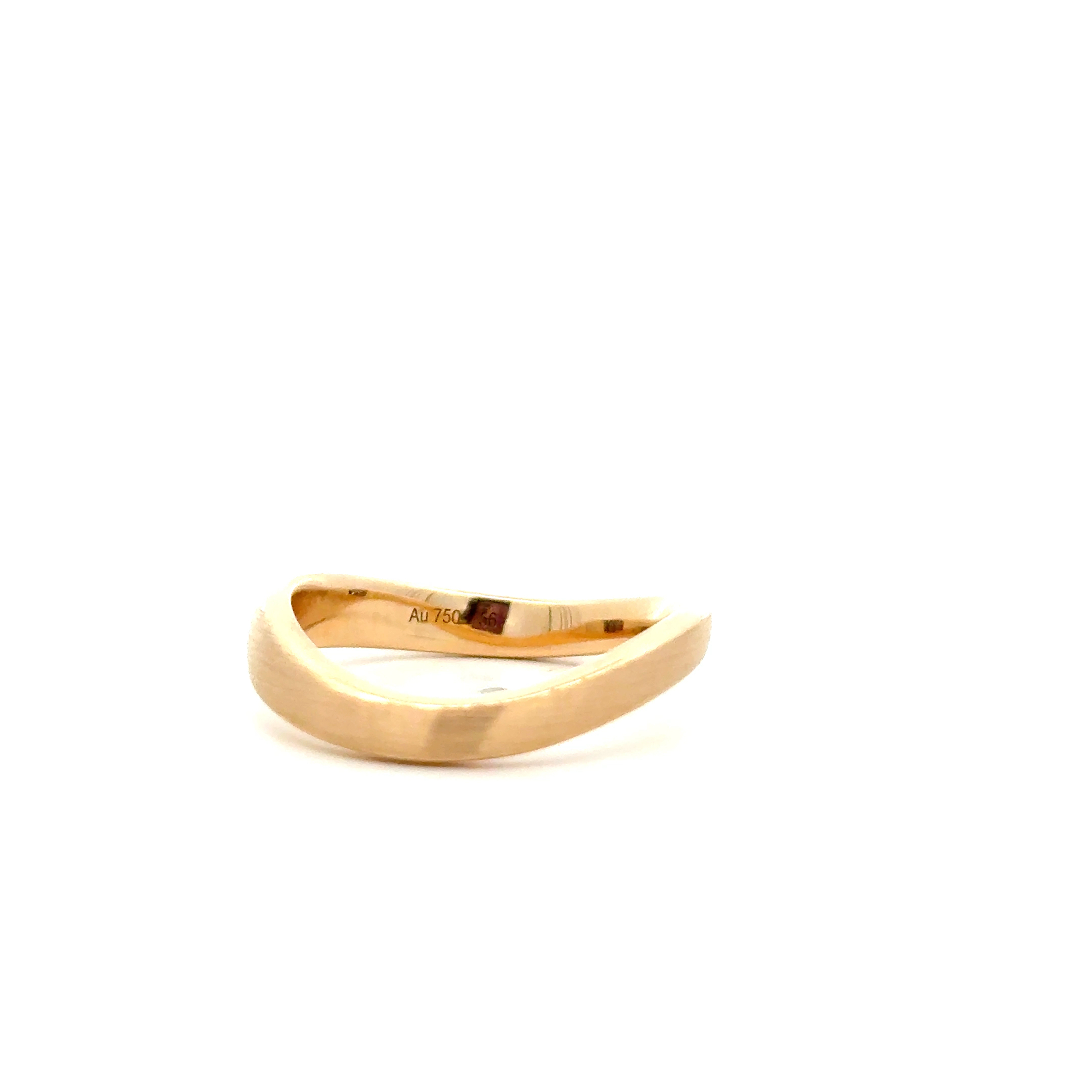 FirstMadam Custom Curved Wave Band 14K Yellow Gold Brushed Stacking Ring (3) FirstMadam Custom Curved Wave Band 14K Yellow Gold Brushed Stacking Ring