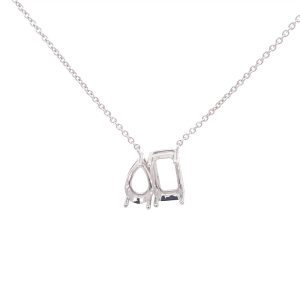 FirstMadam Custom Jewelry 18K White Gold Semi Mount Diamond Sapphire Pendant Setting Necklace
