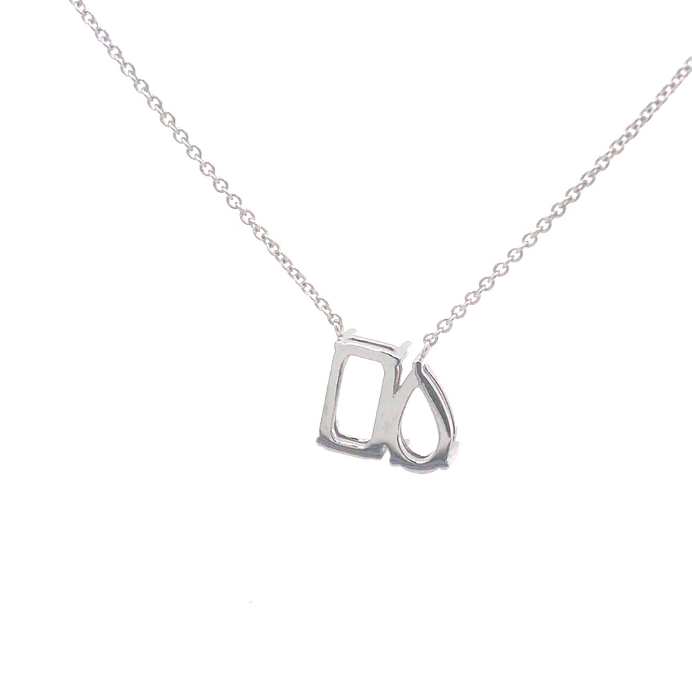 FirstMadam Custom Jewelry 18K White Gold Semi Mount Diamond Sapphire Pendant Setting Necklace (4) FirstMadam Custom Jewelry 18K White Gold Semi Mount Diamond Sapphire Pendant Setting Necklace
