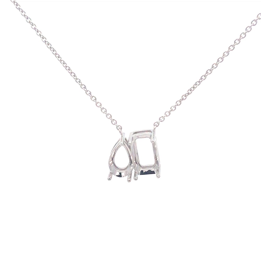 FirstMadam Custom Jewelry 18K White Gold Semi Mount Diamond Sapphire Pendant Setting Necklace